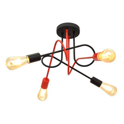 Lampadario a plafone OXFORD 4xE27/15W/230V nero/rosso