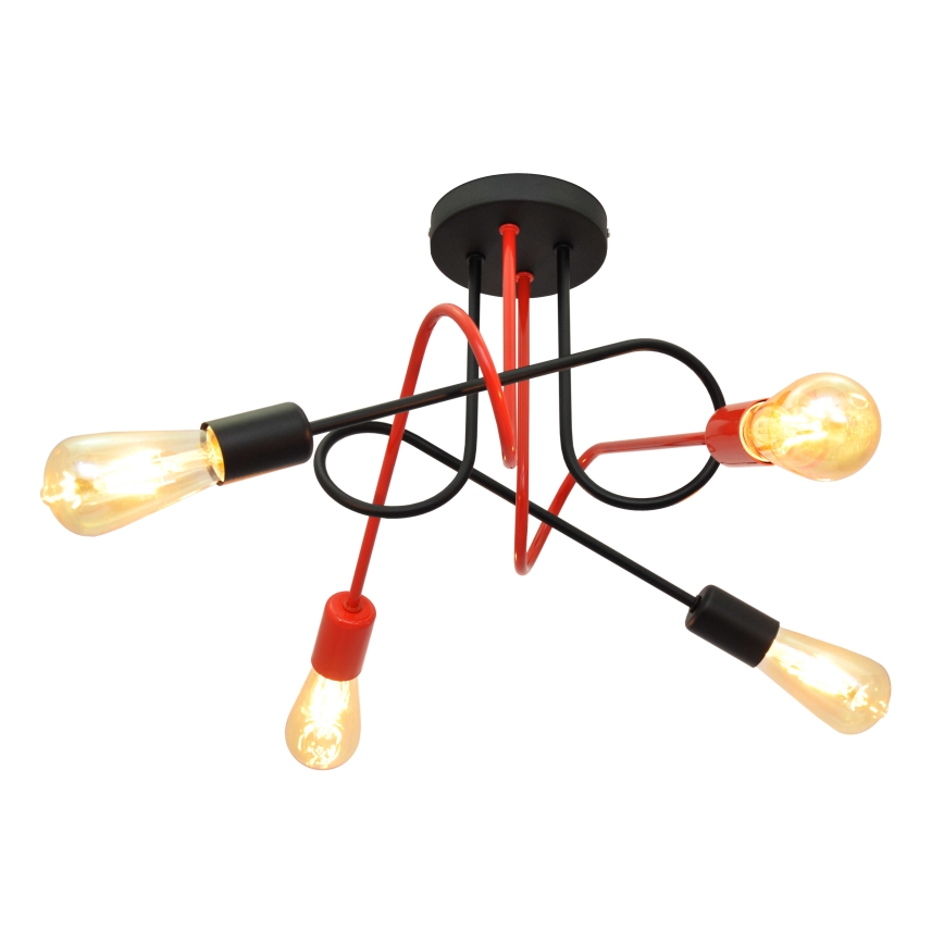 Lampadario a plafone OXFORD 4xE27/15W/230V nero/rosso