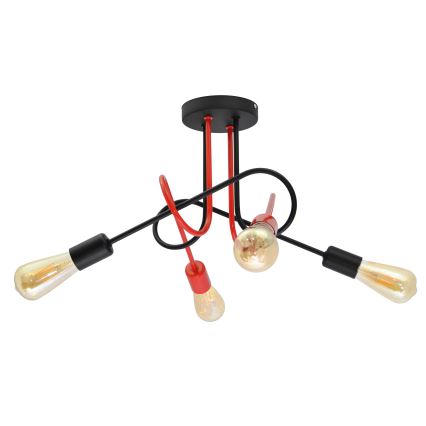 Lampadario a plafone OXFORD 4xE27/15W/230V nero/rosso