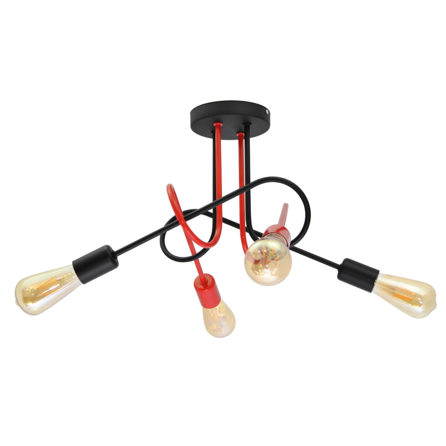 Lampadario a plafone OXFORD 4xE27/15W/230V nero/rosso