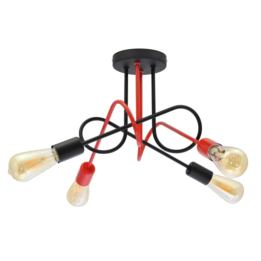 Lampadario a plafone OXFORD 4xE27/15W/230V nero/rosso