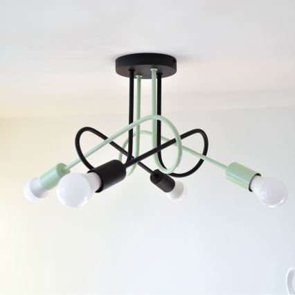 Lampadario a plafone OXFORD 4xE27/15W/230V nero/verde