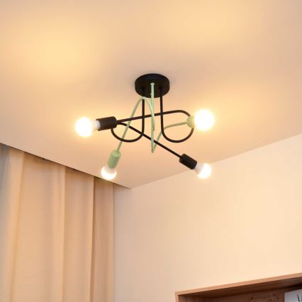 Lampadario a plafone OXFORD 4xE27/15W/230V nero/verde