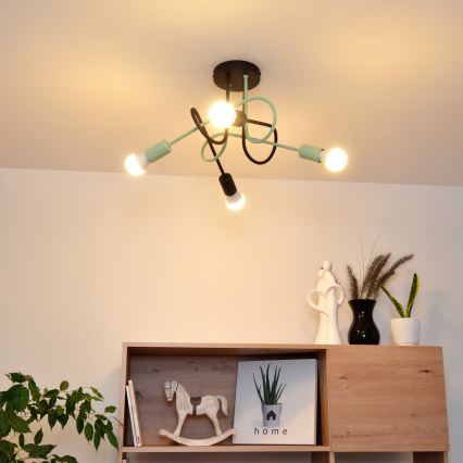 Lampadario a plafone OXFORD 4xE27/15W/230V nero/verde