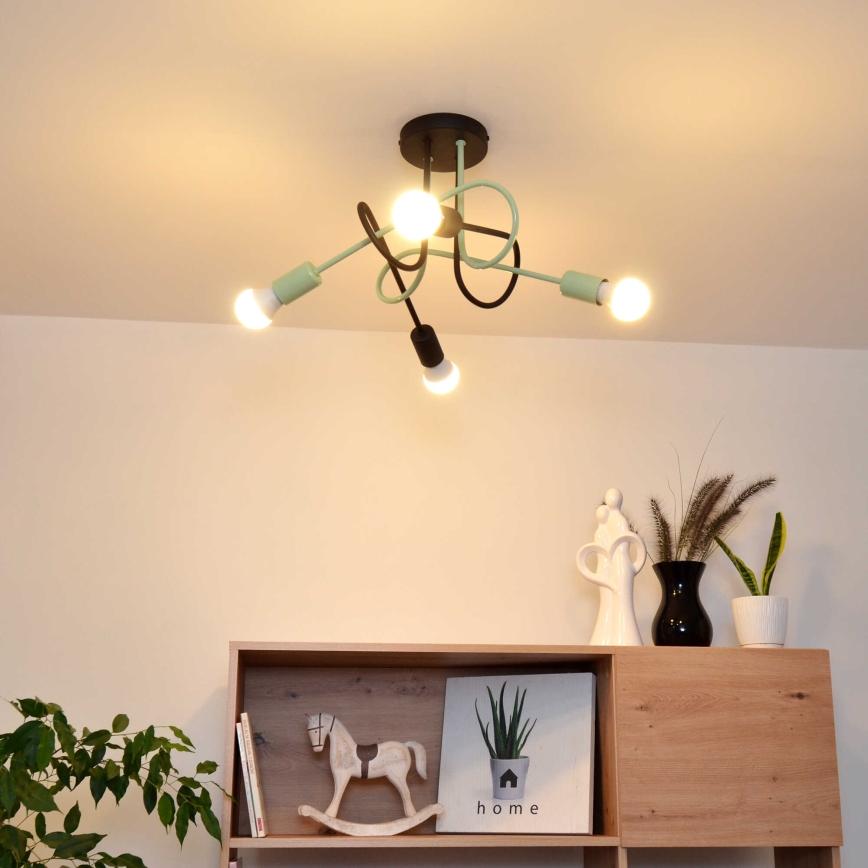 Lampadario a plafone OXFORD 4xE27/15W/230V nero/verde