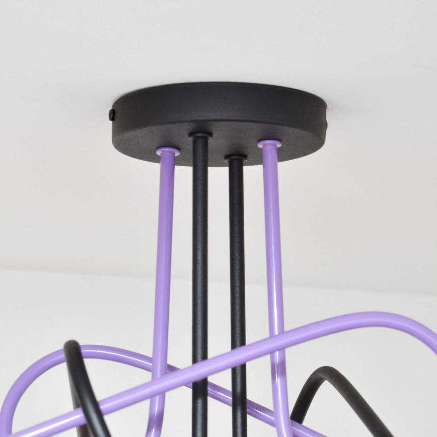 Lampadario a plafone OXFORD 4xE27/15W/230V nero/viola