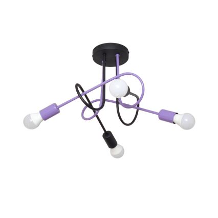 Lampadario a plafone OXFORD 4xE27/15W/230V nero/viola