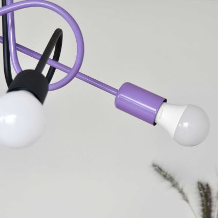 Lampadario a plafone OXFORD 4xE27/15W/230V nero/viola