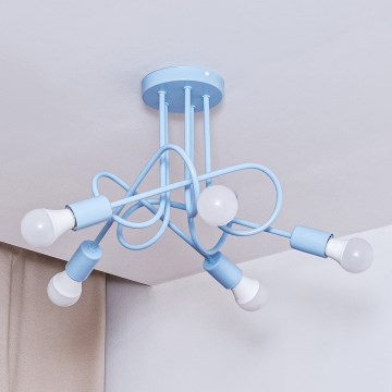 Lampadario a plafone OXFORD 5xE27/15W/230V blu