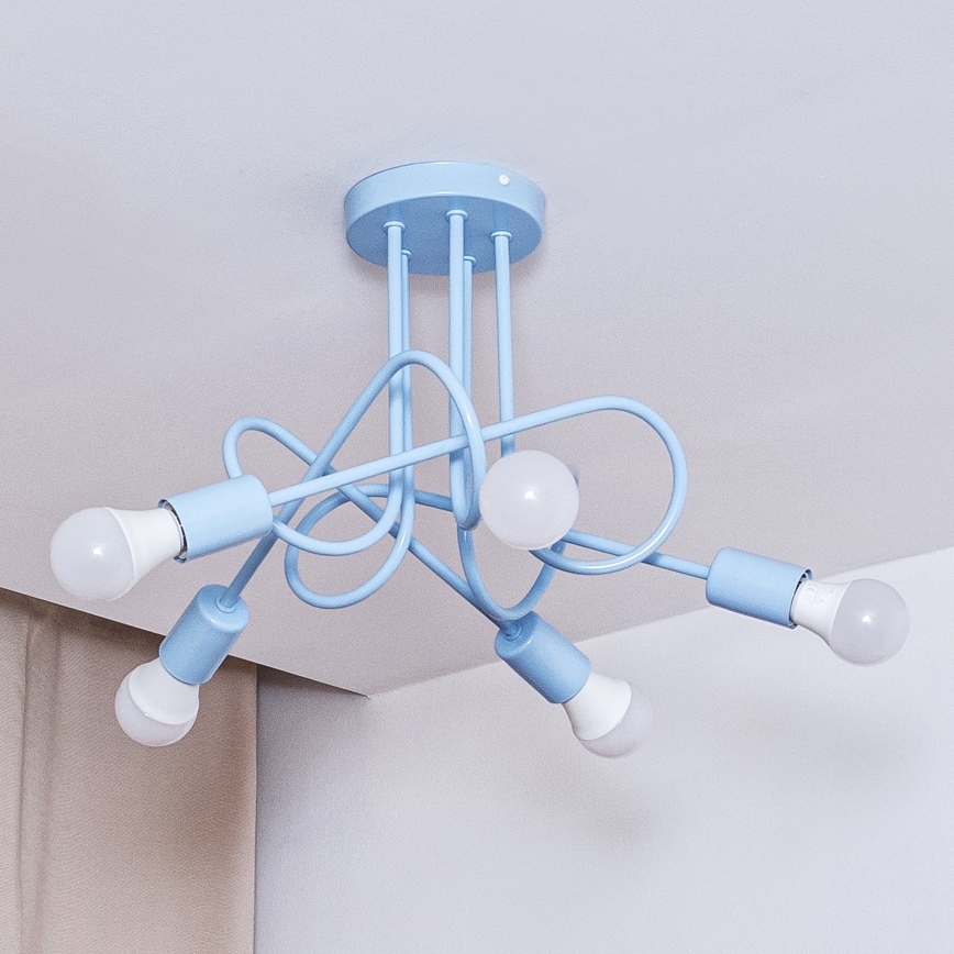 Lampadario a plafone OXFORD 5xE27/15W/230V blu
