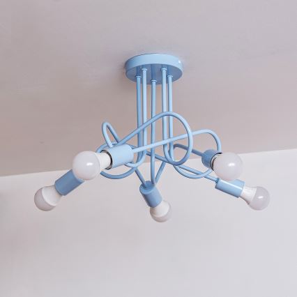 Lampadario a plafone OXFORD 5xE27/15W/230V blu