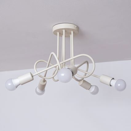 Lampadario a plafone OXFORD 5xE27/15W/230V crema