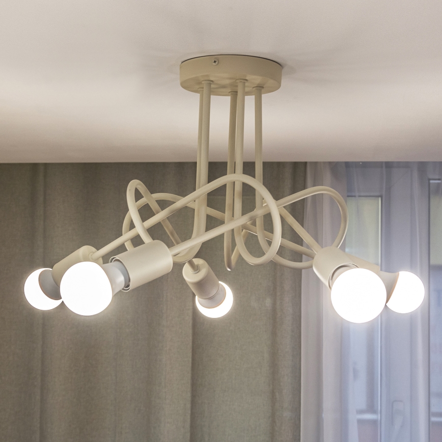 Lampadario a plafone OXFORD 5xE27/15W/230V crema