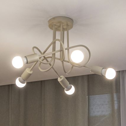 Lampadario a plafone OXFORD 5xE27/15W/230V crema