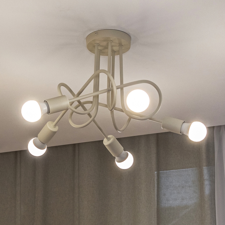 Lampadario a plafone OXFORD 5xE27/15W/230V crema