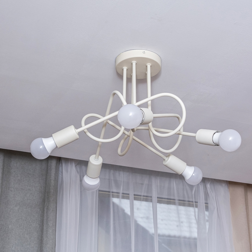 Lampadario a plafone OXFORD 5xE27/15W/230V crema
