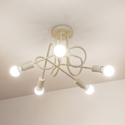 Lampadario a plafone OXFORD 5xE27/15W/230V crema