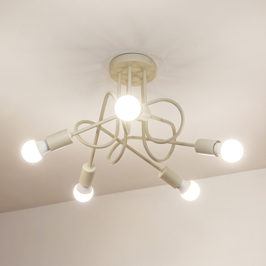 Lampadario a plafone OXFORD 5xE27/15W/230V crema