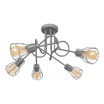Lampadario a plafone OXFORD 5xE27/15W/230V grigio