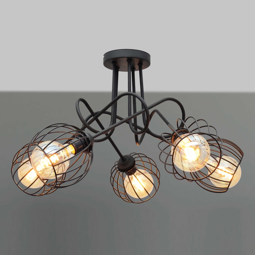 Lampadario a plafone OXFORD 5xE27/15W/230V nero