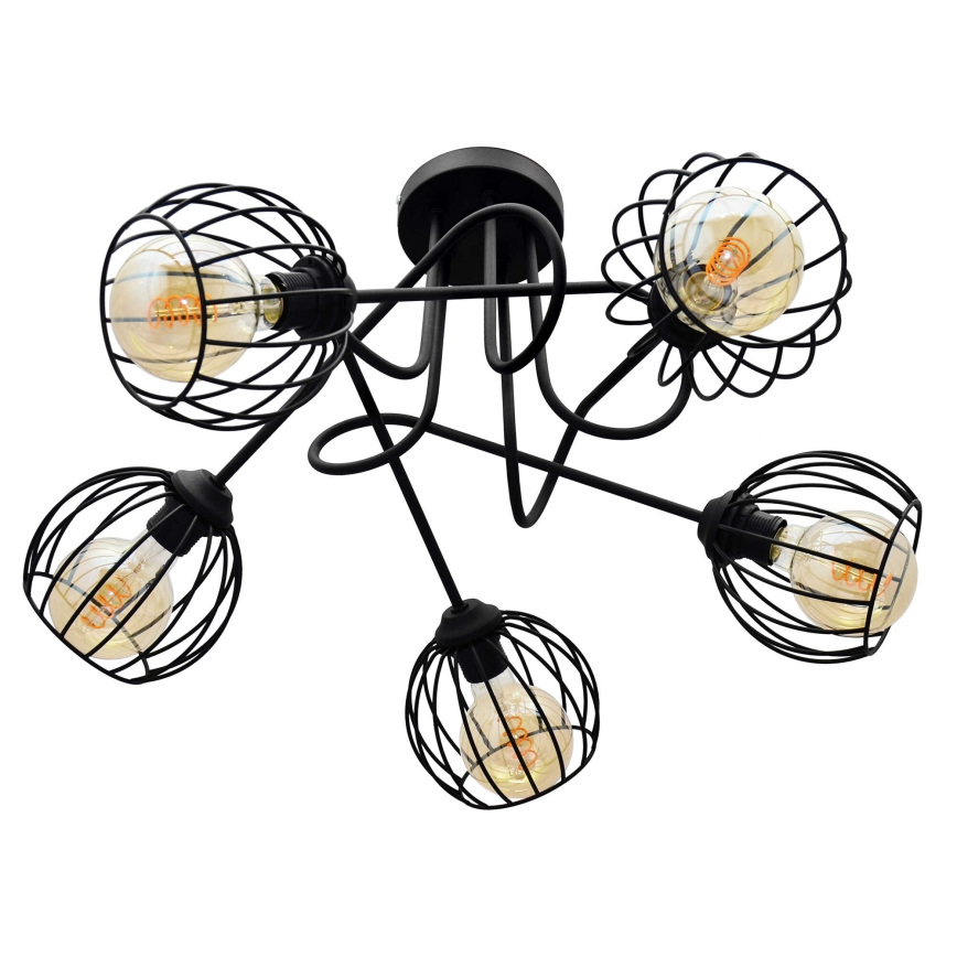 Lampadario a plafone OXFORD 5xE27/15W/230V nero