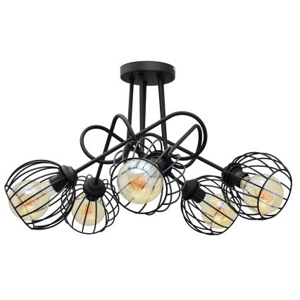 Lampadario a plafone OXFORD 5xE27/15W/230V nero