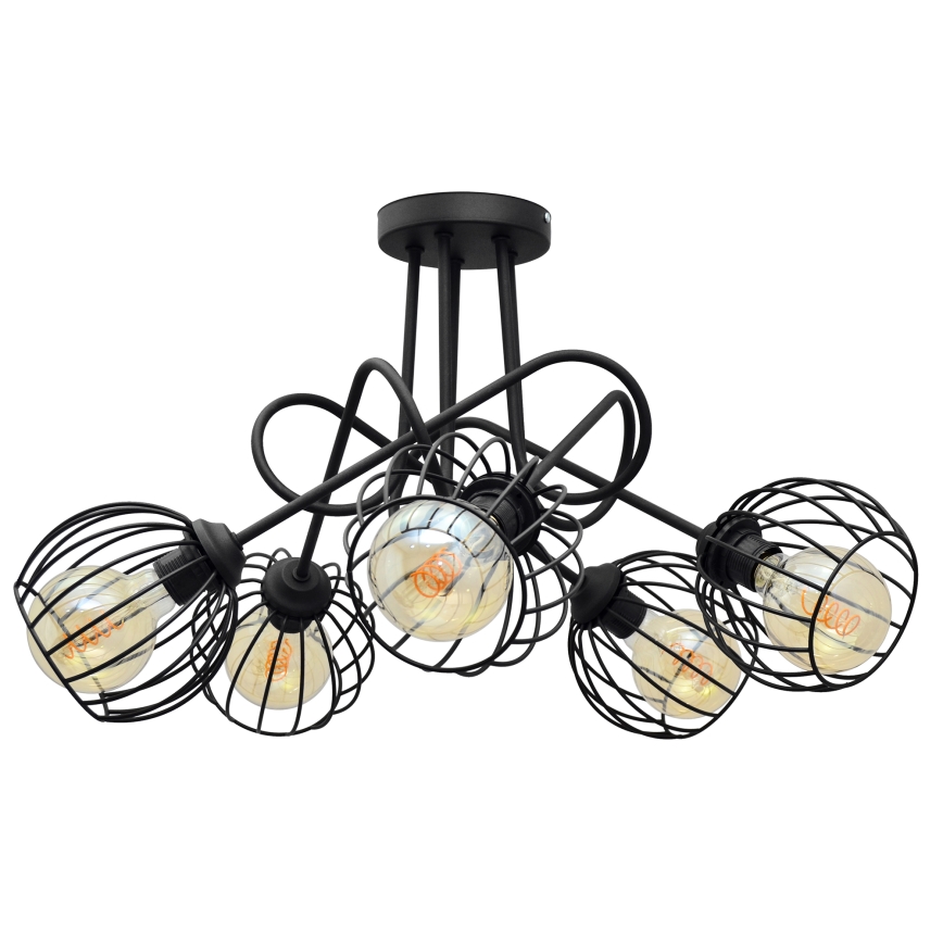 Lampadario a plafone OXFORD 5xE27/15W/230V nero