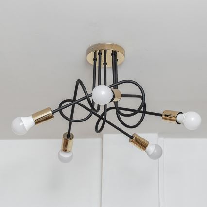 Lampadario a plafone OXFORD 5xE27/15W/230V oro/nero