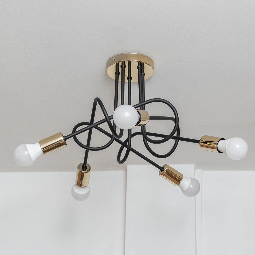 Lampadario a plafone OXFORD 5xE27/15W/230V oro/nero