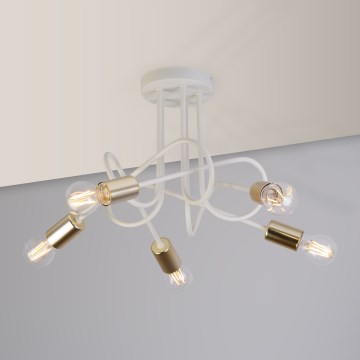 Lampadario a plafone OXFORD 5xE27/15W/230V ottone/bianco