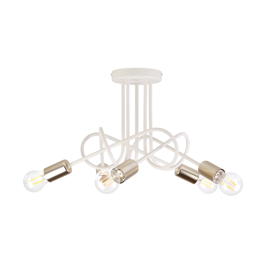Lampadario a plafone OXFORD 5xE27/15W/230V ottone/bianco