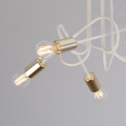 Lampadario a plafone OXFORD 5xE27/15W/230V ottone/bianco