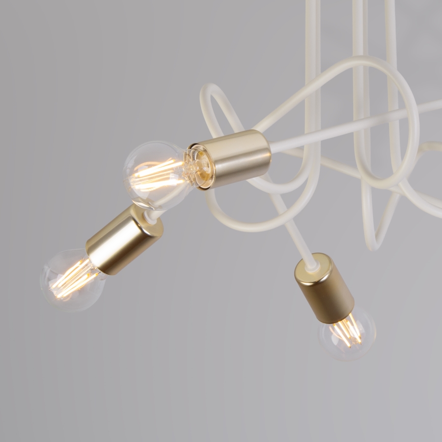 Lampadario a plafone OXFORD 5xE27/15W/230V ottone/bianco