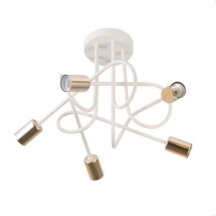 Lampadario a plafone OXFORD 5xE27/15W/230V ottone/bianco