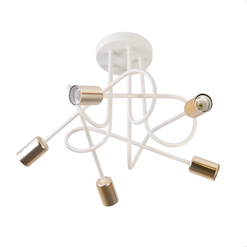 Lampadario a plafone OXFORD 5xE27/15W/230V ottone/bianco