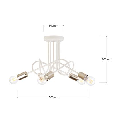 Lampadario a plafone OXFORD 5xE27/15W/230V ottone/bianco
