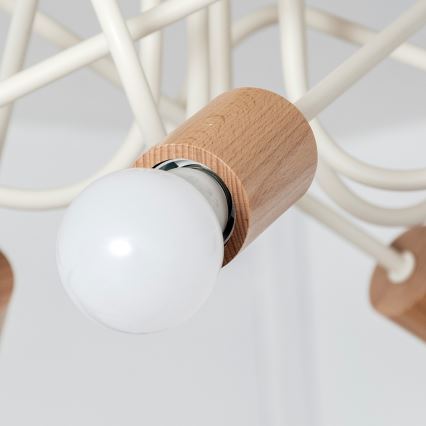 Lampadario a plafone OXFORD 5xE27/15W/230V pino/crema