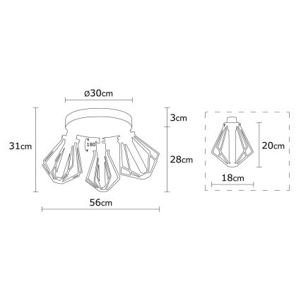 Lampadario a plafone OYLAT 3xE27/40W/230V