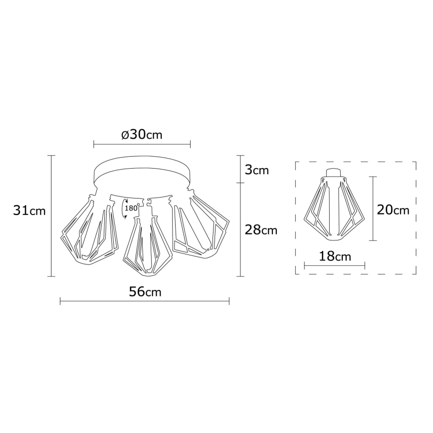 Lampadario a plafone OYLAT 3xE27/40W/230V