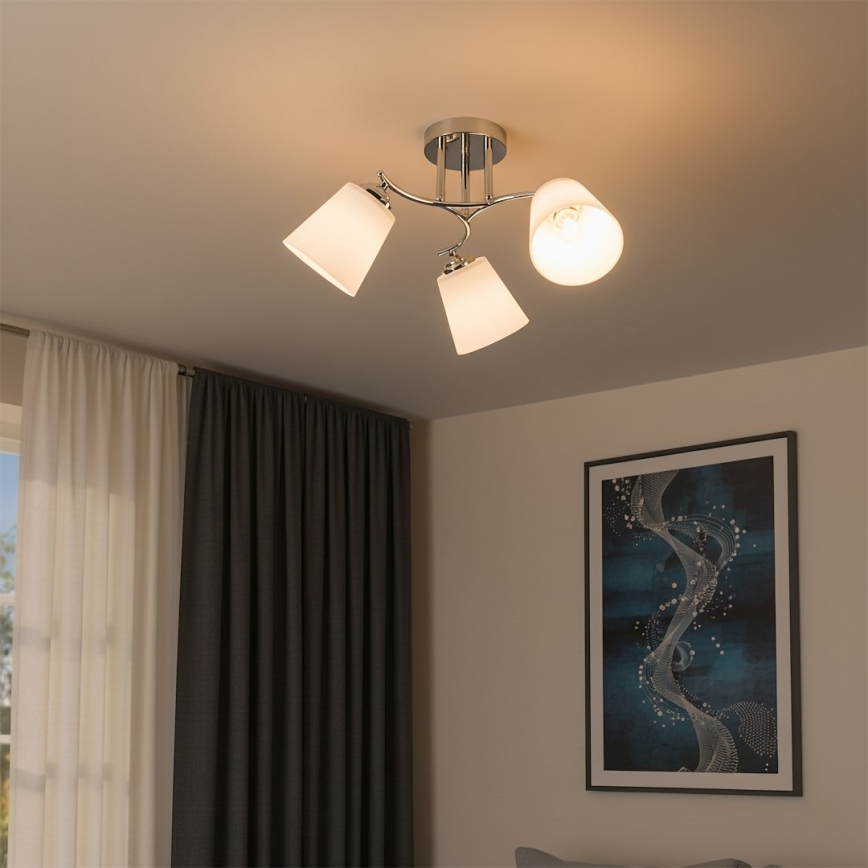 Lampadario a plafone PAFOS 3xE27/15W/230V cromo lucido