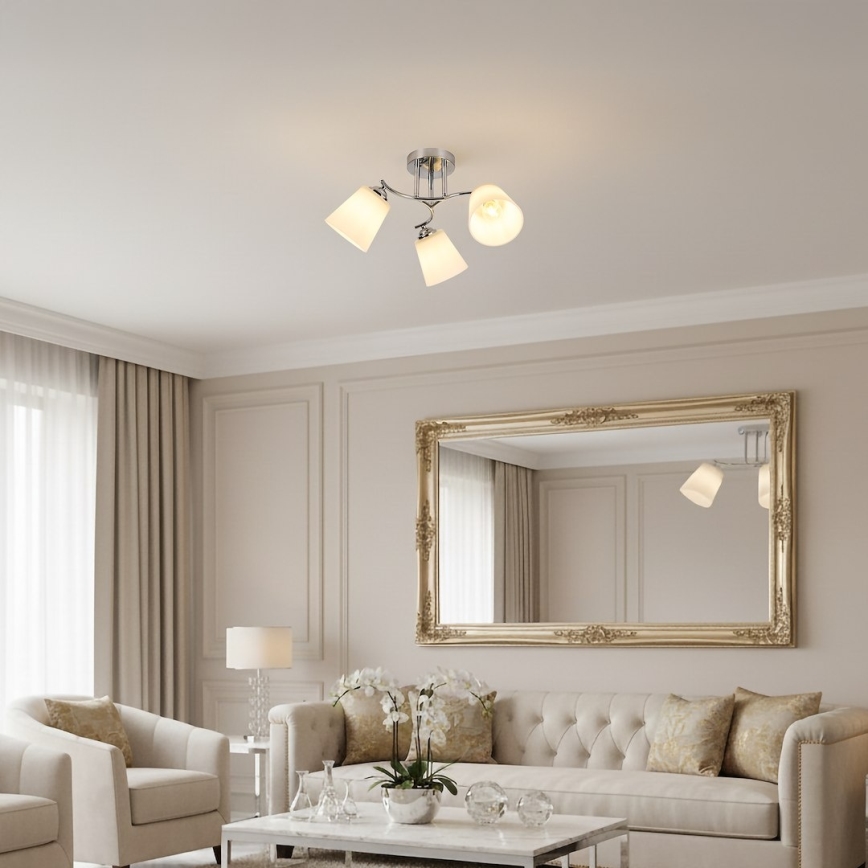 Lampadario a plafone PAFOS 3xE27/15W/230V cromo lucido