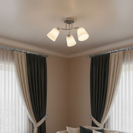 Lampadario a plafone PAFOS 3xE27/15W/230V cromo lucido