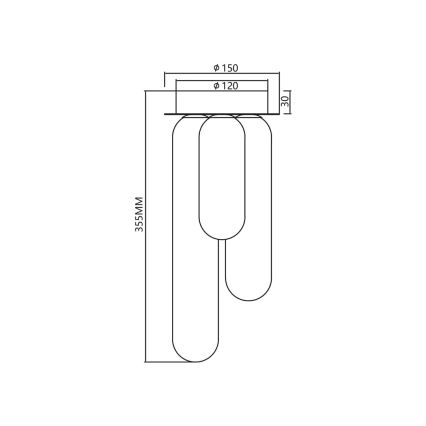 Lampadario a plafone PAX 3xG9/9W/230V nero