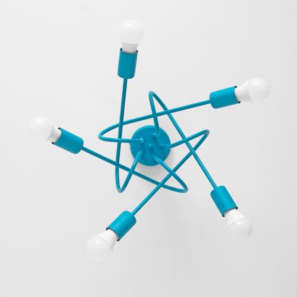 Lampadario a plafone per bambini OXFORD 5xE27/15W/230V blu