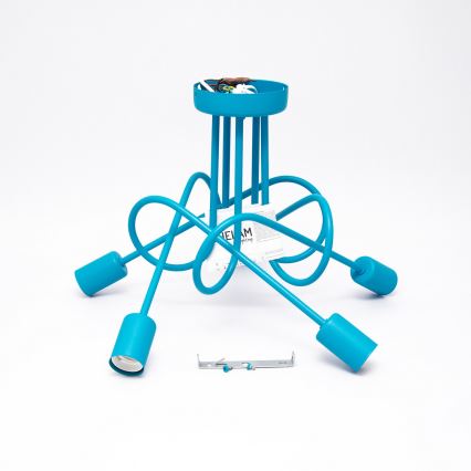 Lampadario a plafone per bambini OXFORD 5xE27/15W/230V blu