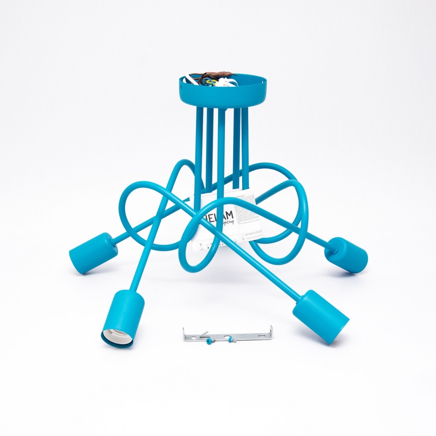 Lampadario a plafone per bambini OXFORD 5xE27/15W/230V blu