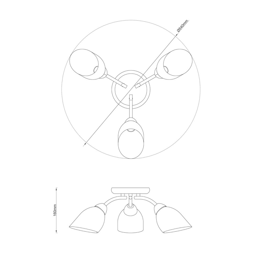 Lampadario a plafone PORTOS 3xE14/10W/230V cromato lucido