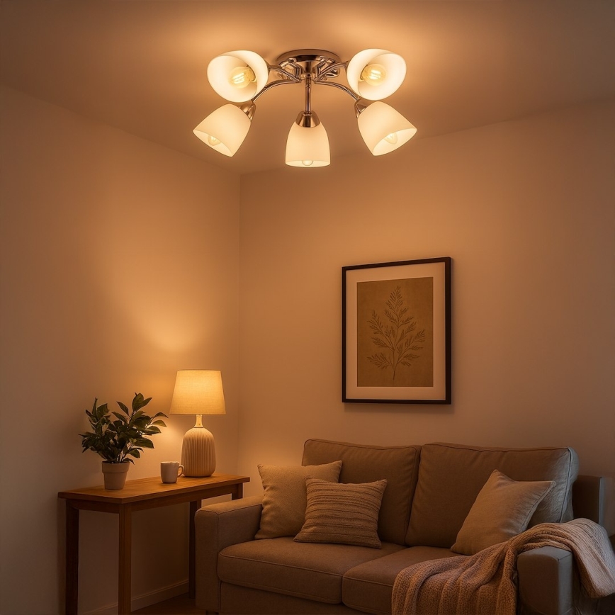 Lampadario a plafone PORTOS 5xE14/10W/230V cromo lucido