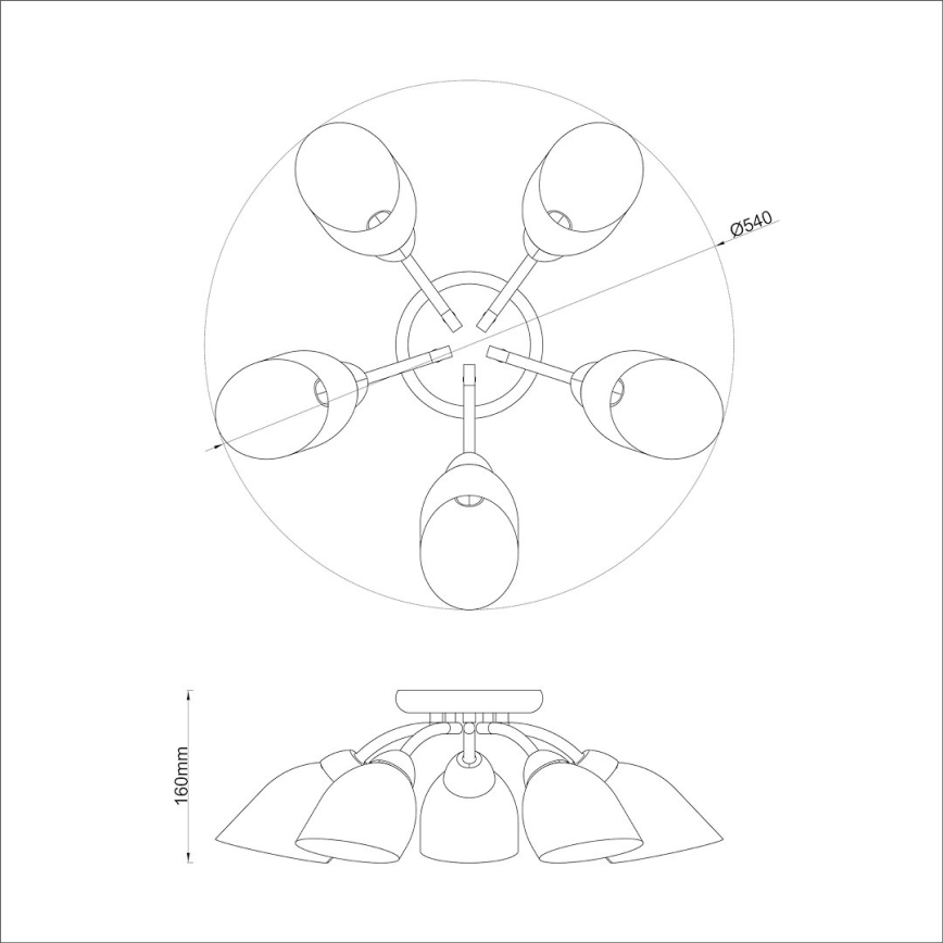 Lampadario a plafone PORTOS 5xE14/10W/230V cromo lucido