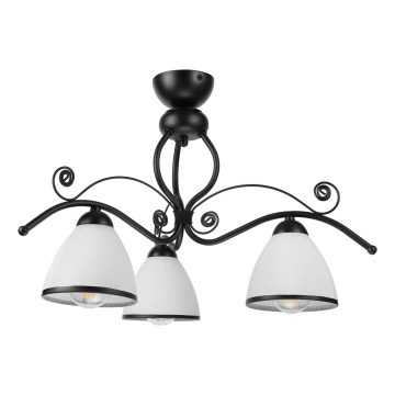 Lampadario a plafone RETRO 3xE27/60W/230V nero/bianco